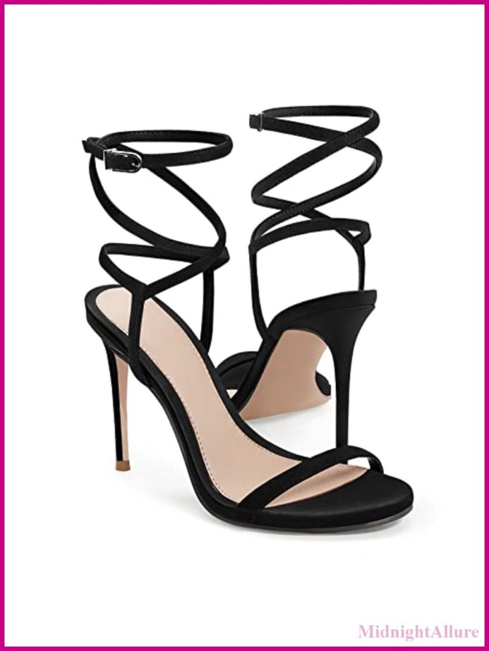 Strappy Lace Up Peep Toe Stiletto Heeled Sandals Ankle Strap Dress Shoes